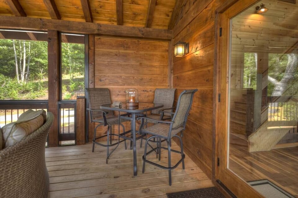 A great spot to sip coffee on the screened in porch. 