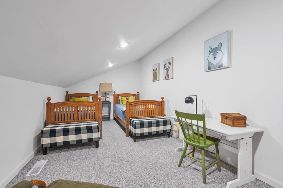 Also features a TV and toys and games.