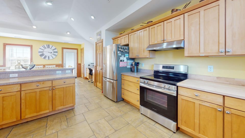 Kitchen - Kitchen with large island at Solstice by the Sea vacation rental, Carova Beach 4x4 Northern Outer Banks NC