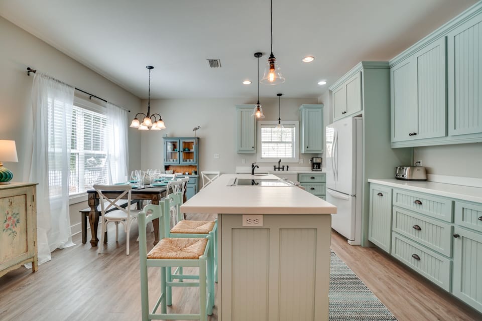 Kitchen and dining space is huge; large island allows plenty of prep space