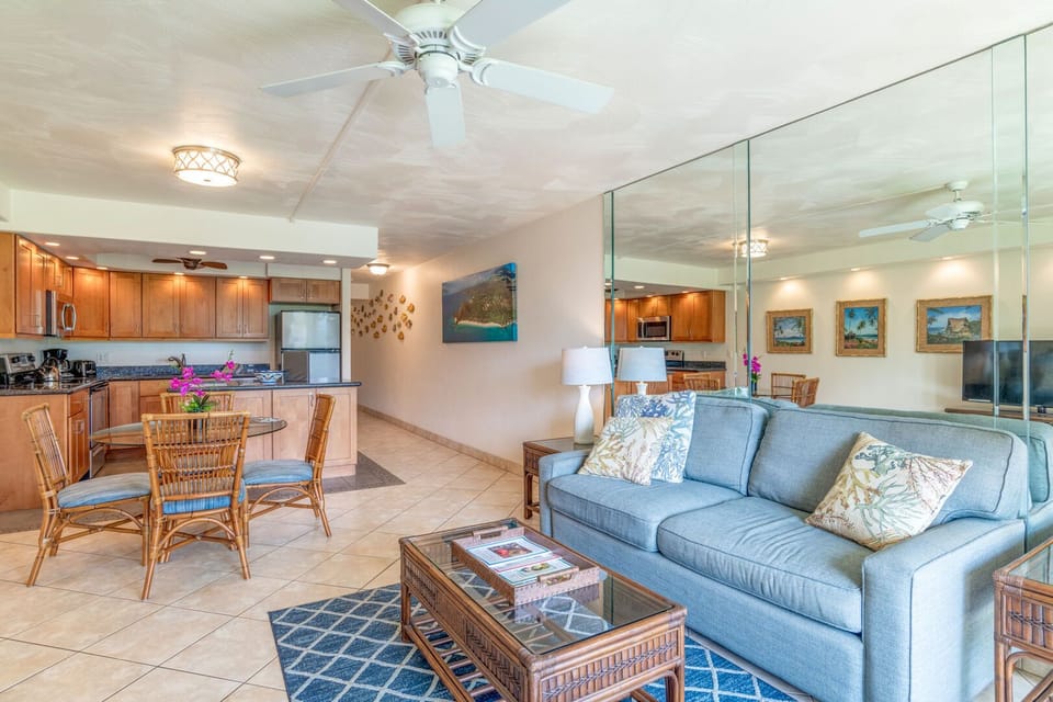 Sofa converts to a Queen sleeper for additional guests