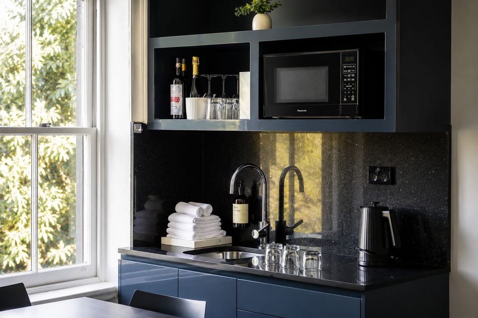 Family Room with Shared Bathroom | Private kitchen | Fridge, microwave, electric kettle, cookware/dishes/utensils