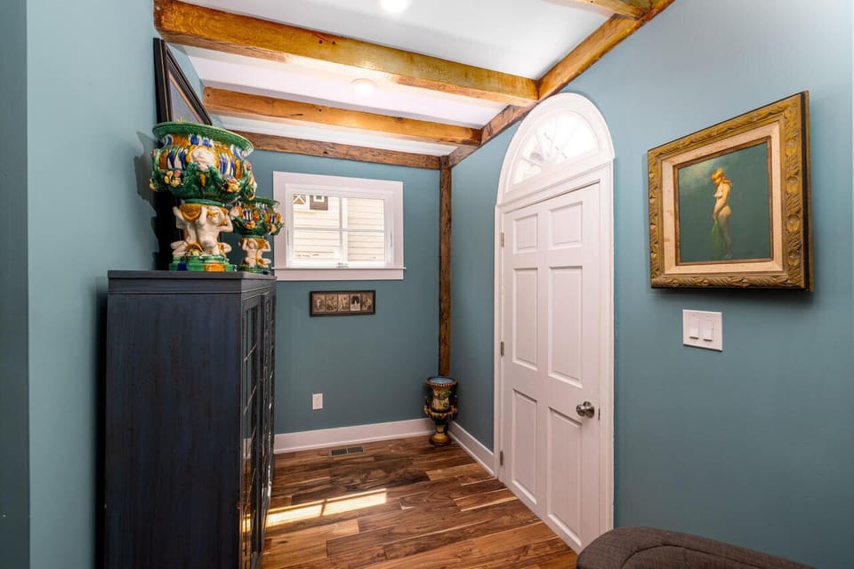 foyer with original art