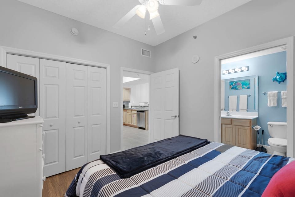 Guest bedroom with flat screen TV