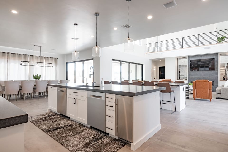 Kitchen Island View - The kitchen Island comes with two dishwashers and a pebble ice maker.