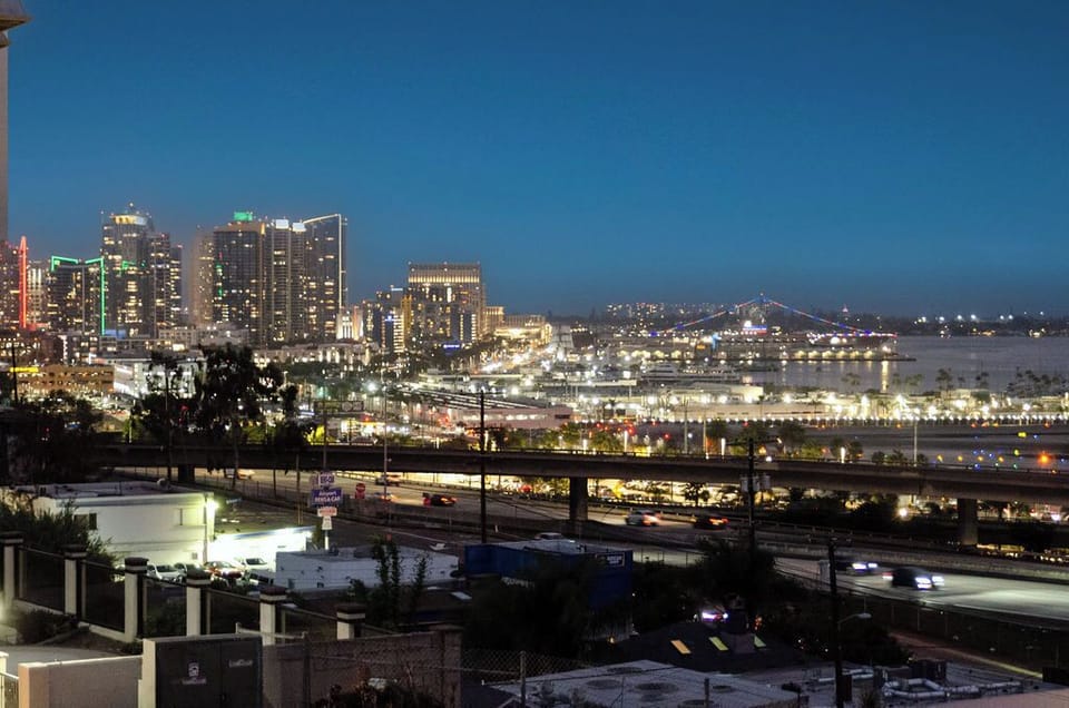 Enjoy gorgeous city views from the front balcony.