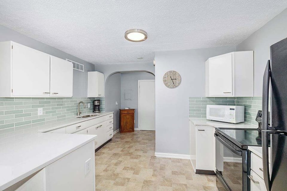 Kitchen and back hall to bathroom 