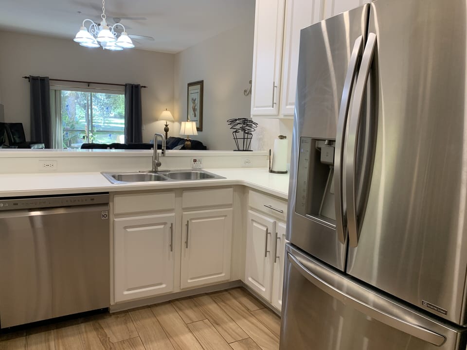Full size refrigerator and dishwasher