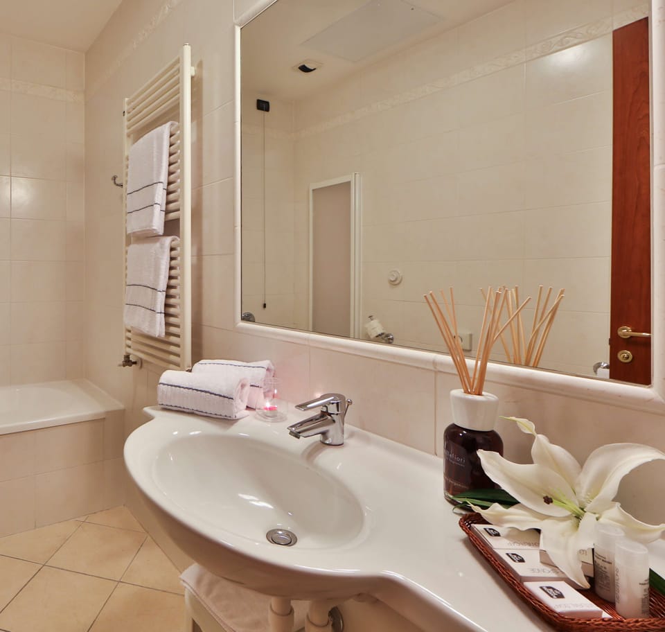 Free toiletries, hair dryer, bidet, towels