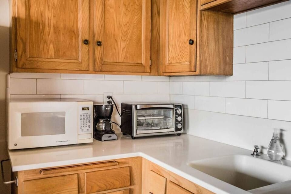 Microwave, toaster oven, and coffee maker