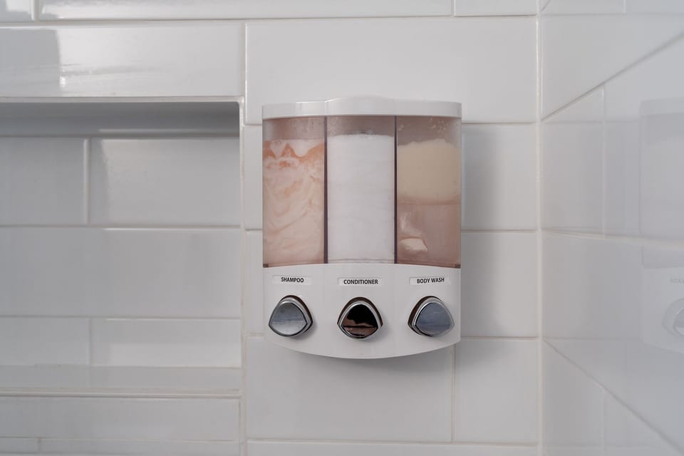 Shampoo, conditioner, and body wash is provided.