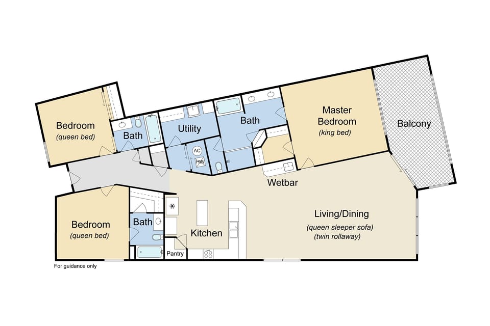 Floor plan with beds.