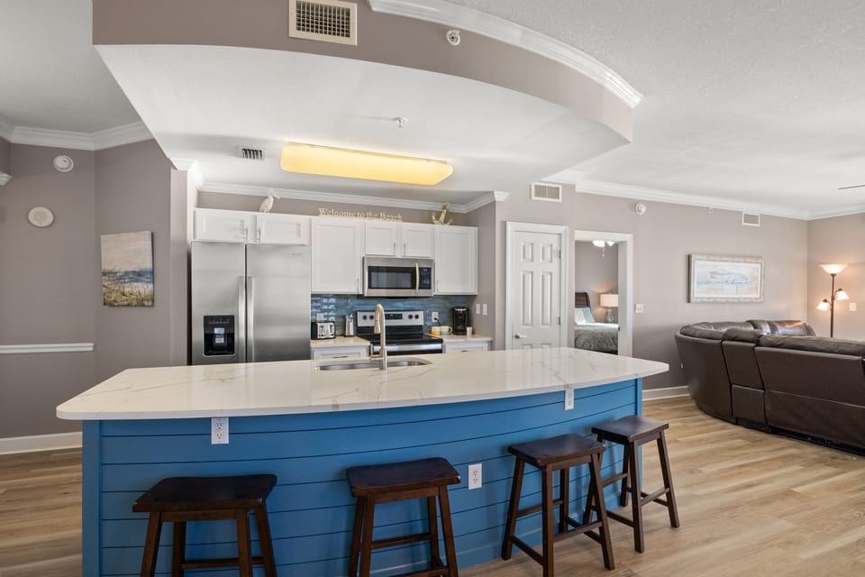 Stainless appliances and plenty of counter space