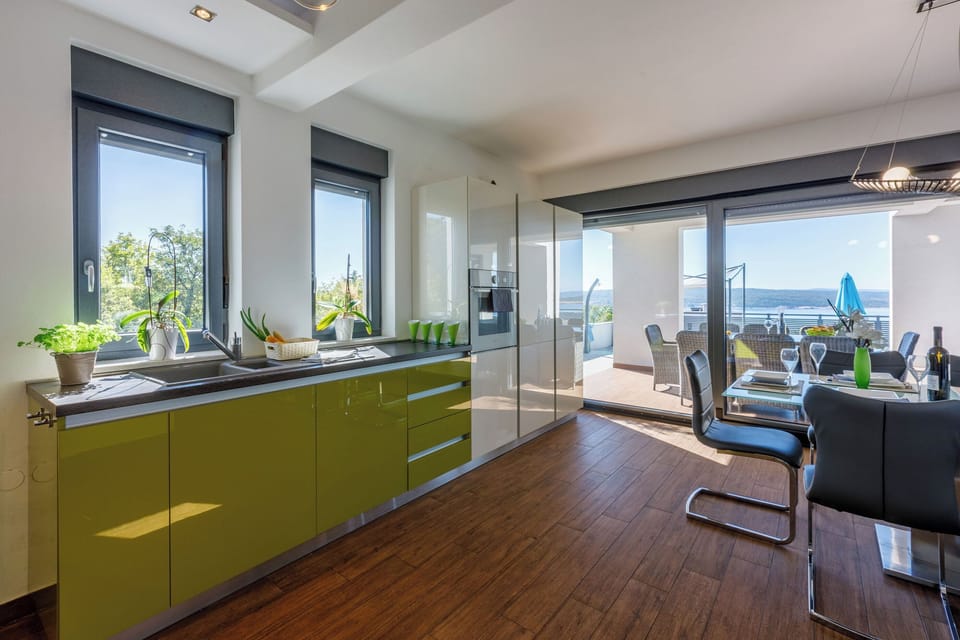 Villa | Private kitchen | Fridge, microwave, oven, stovetop