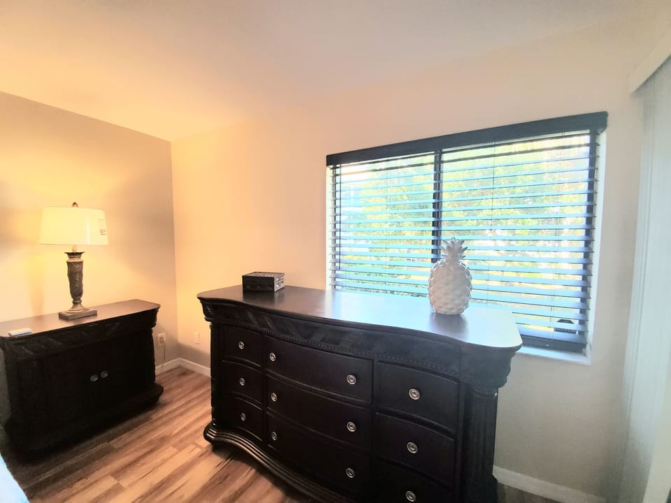Bureau dresser and large closet, bedside tables.