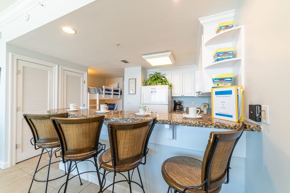 The breakfast bar is where everyone congregates for making memories to last forever!