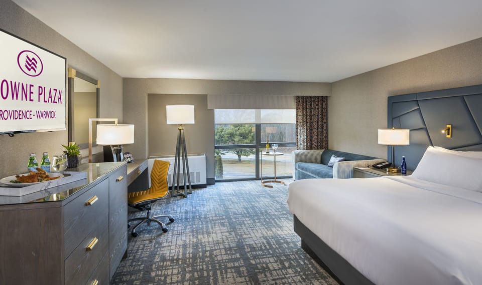 Premium bedding, pillowtop beds, desk, blackout drapes
