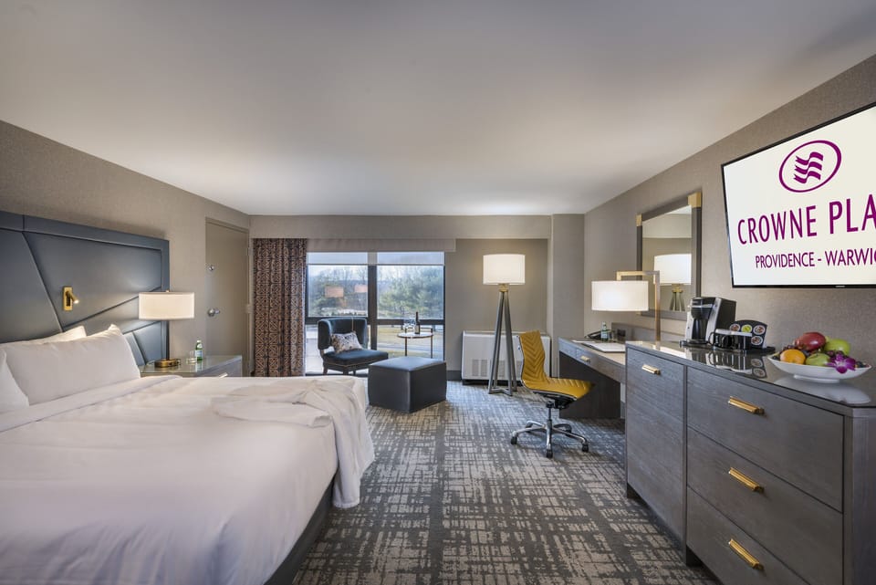 Premium bedding, pillowtop beds, desk, blackout drapes