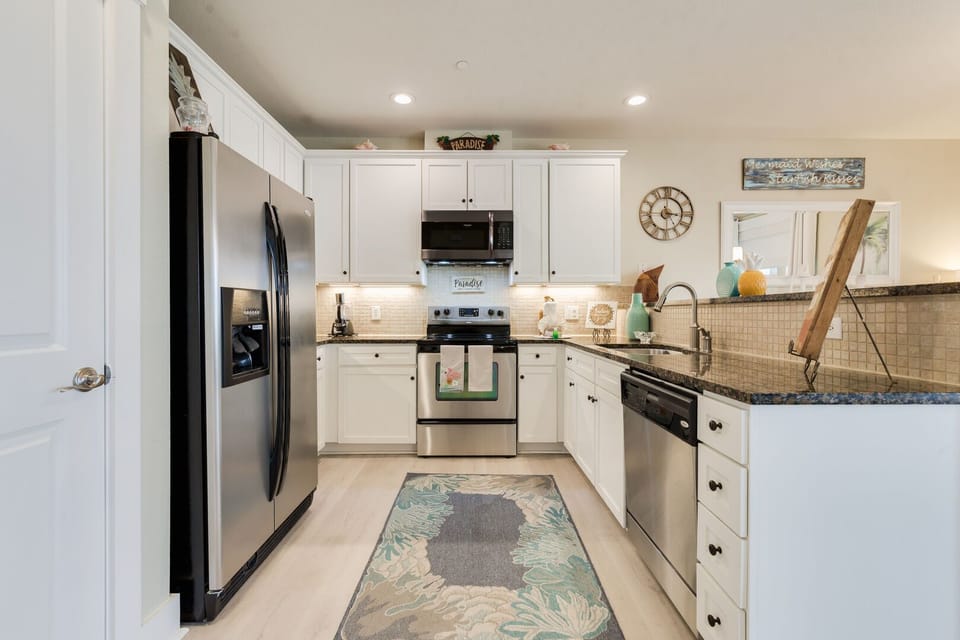 Feel at home in the fully stocked kitchen