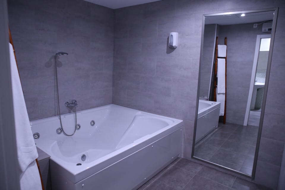 Suite | Bathroom | Hair dryer, towels, soap, shampoo