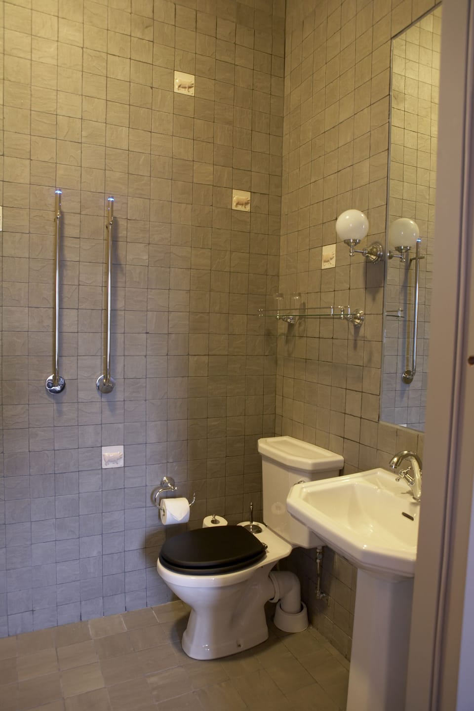 Shower, rainfall showerhead, hair dryer, towels