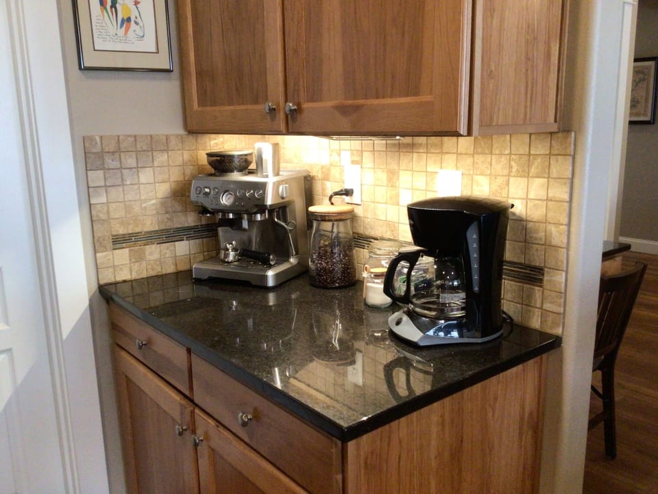Espresso machine, drip coffee, teas, sugar, beans and grounds included 