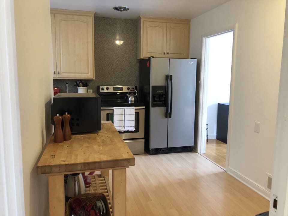 Spacious kitchen stocked with all the essentials.
