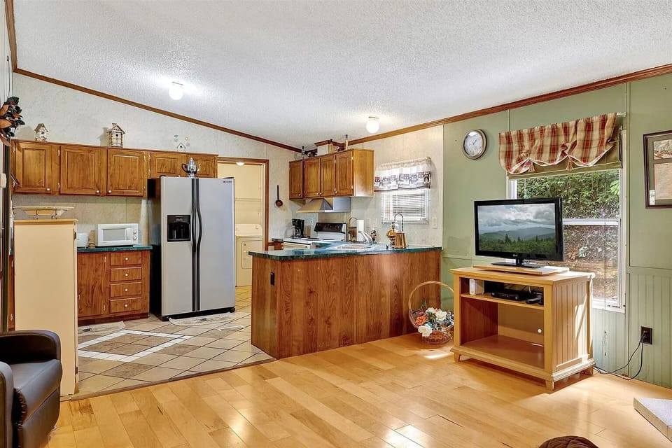 Looking into the kitchen from the living room