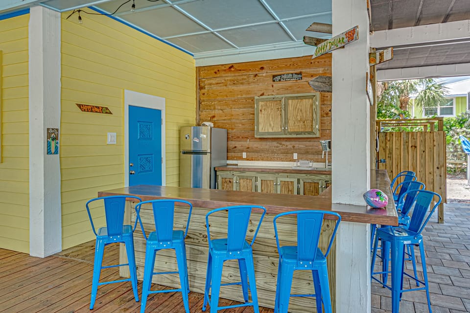 Poolside bar - no need to run up to the kitchen frig.  We have one at this level