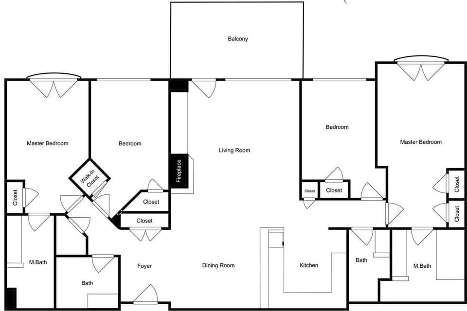 Spacious floor plan reveals generous bedrooms, bathrooms, and open living areas perfect for your group getaway.