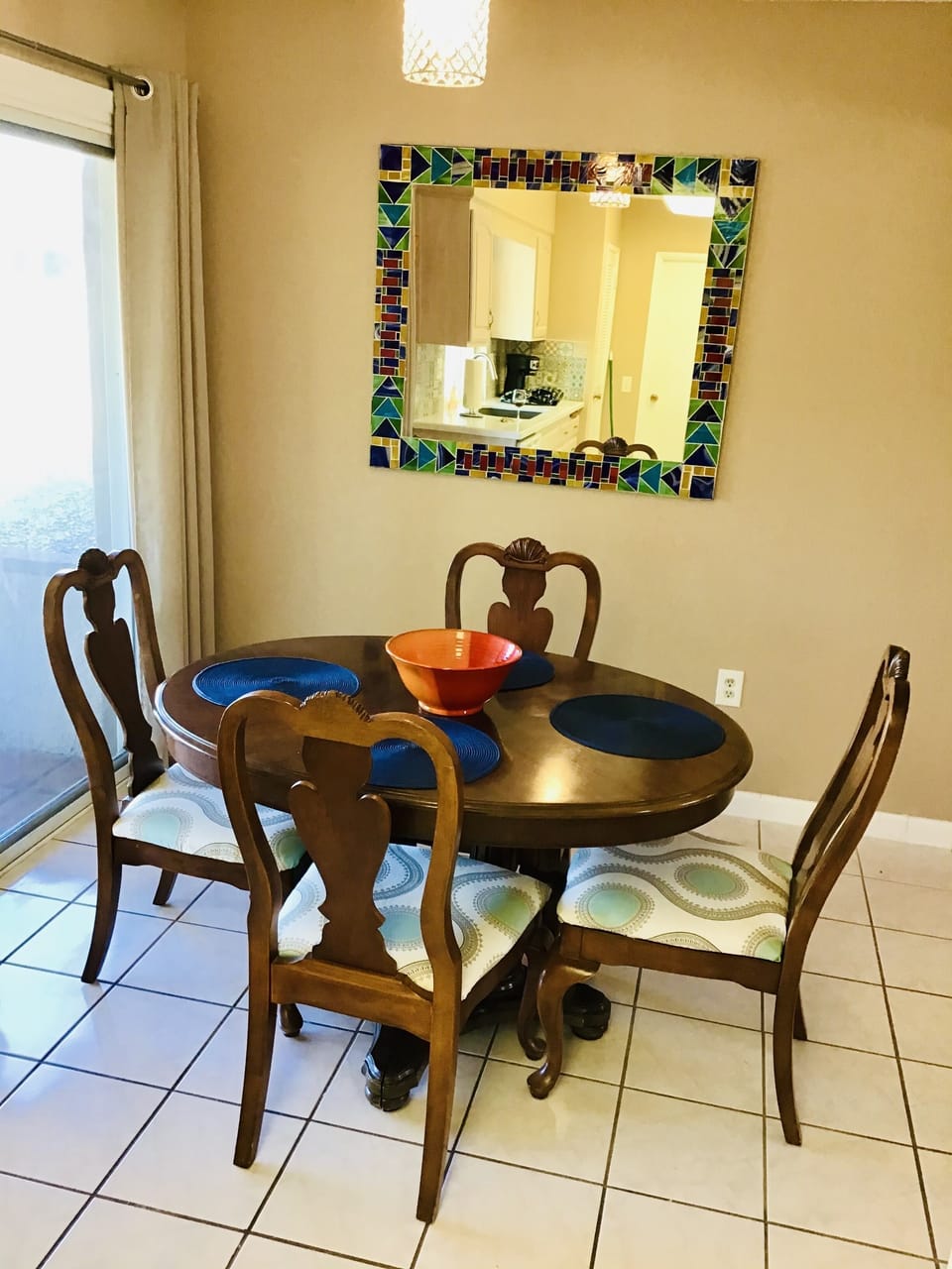 Colorful and bright dining area
