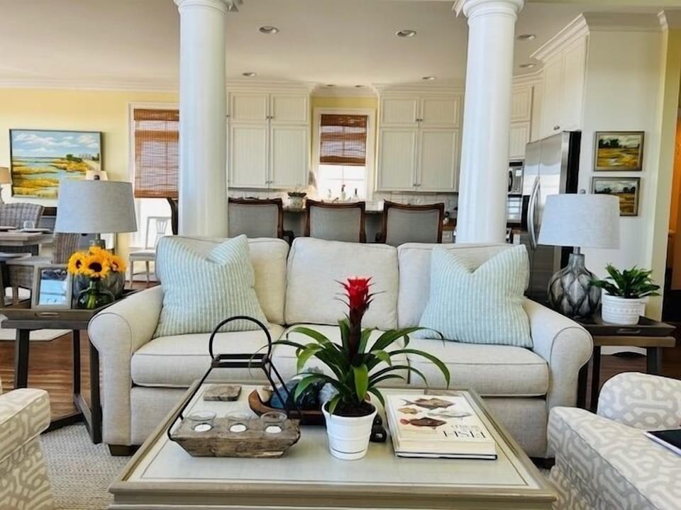 Living space is open to the kitchen and dining area!