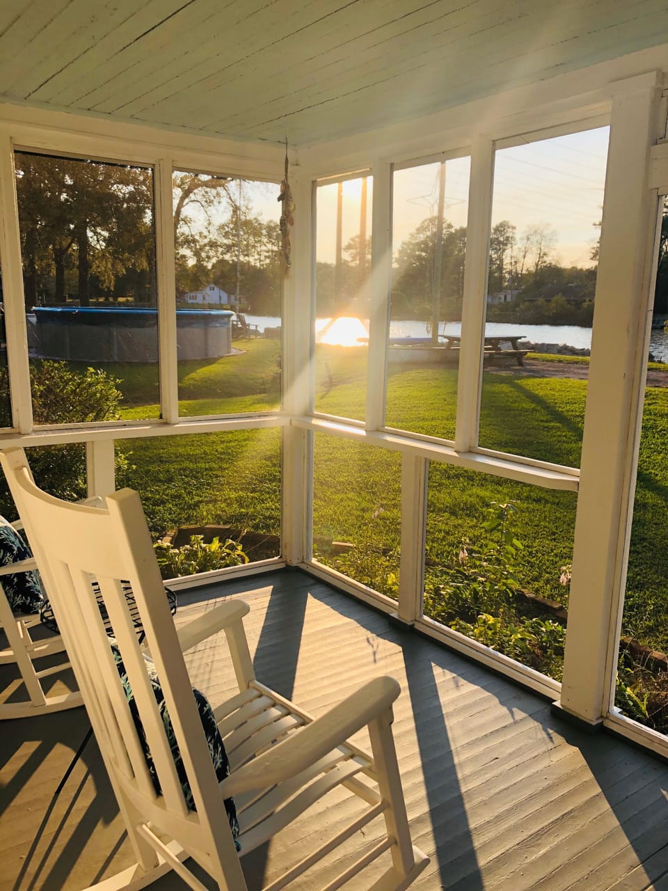 Watch the sunsets in the screened-in  back porch
