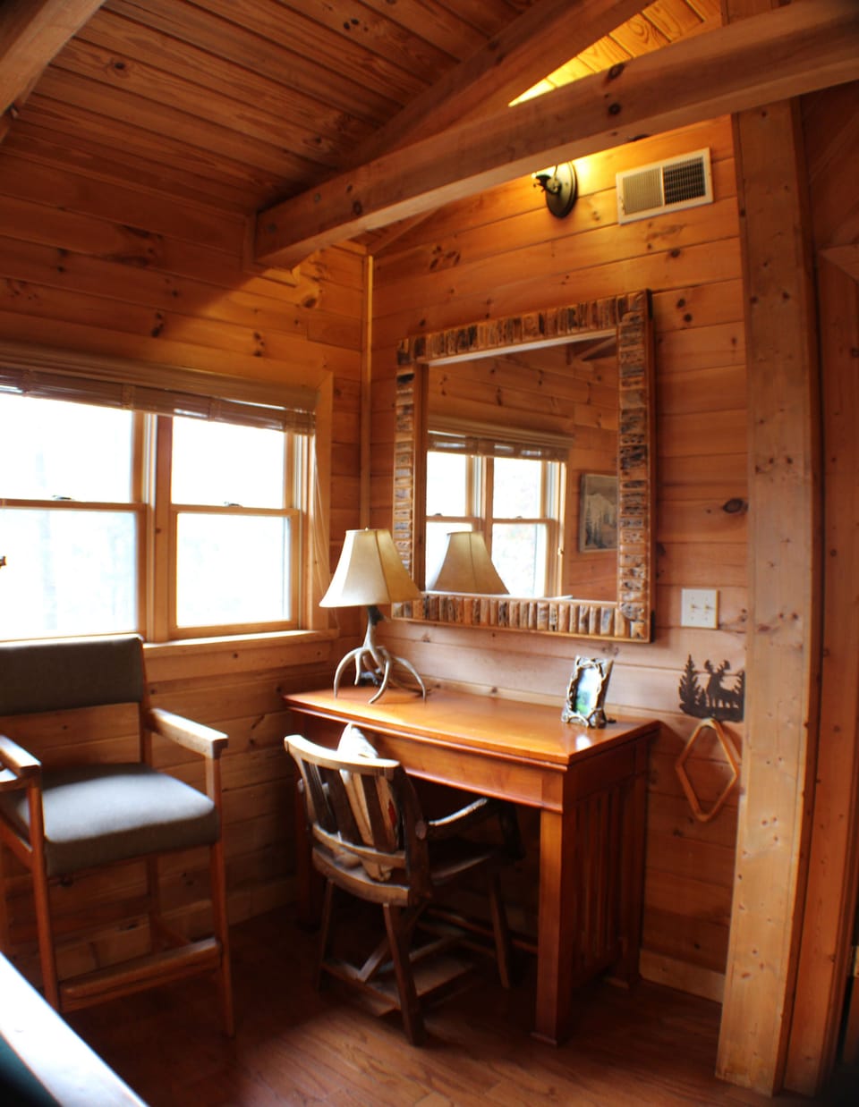 Work from home station in the loft.  Very strong WiFi throughout the cabin.