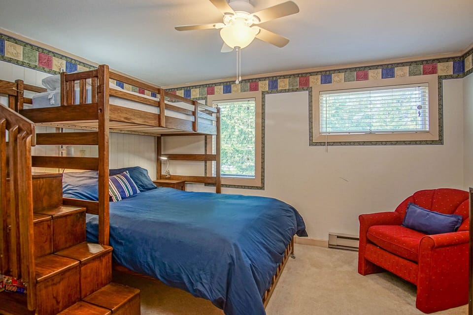 It has a twin loft-style bed and a full bed.