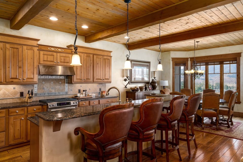 Island with seating for 4.