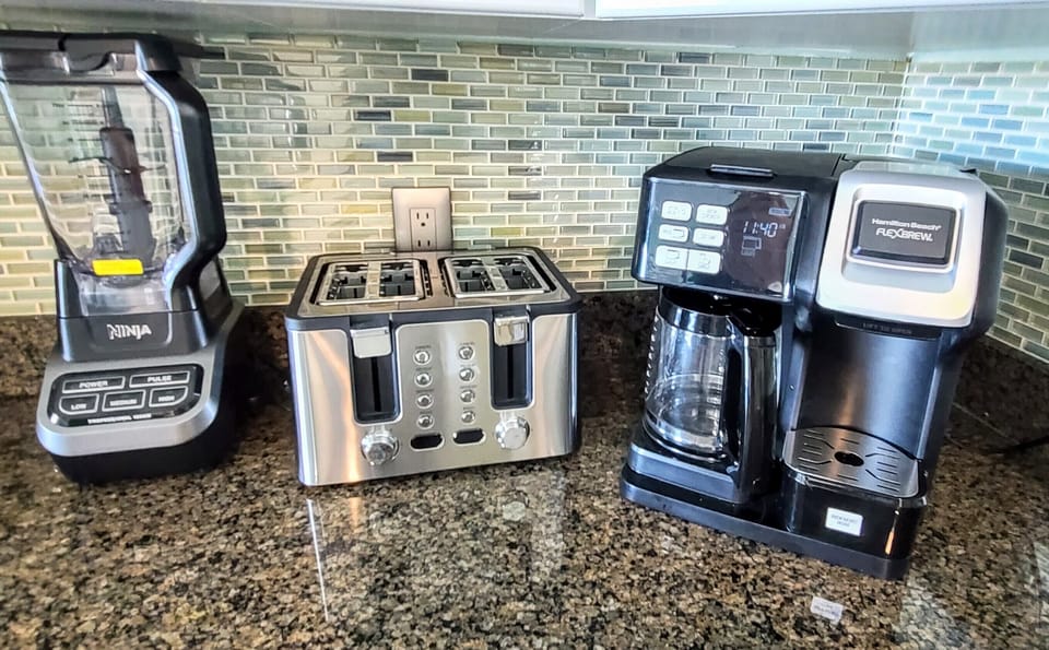 Ninja blender, 4 slice stainless toaster and Hamilton Beach regular and Keurig