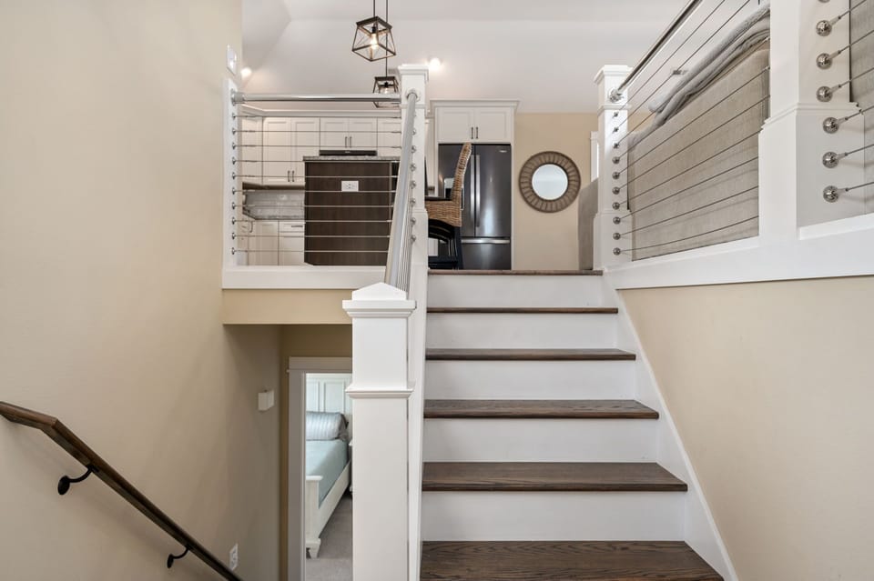 Stairs to upper level. 