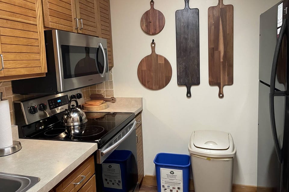 A chef’s delight with modern appliances and ample prep space.