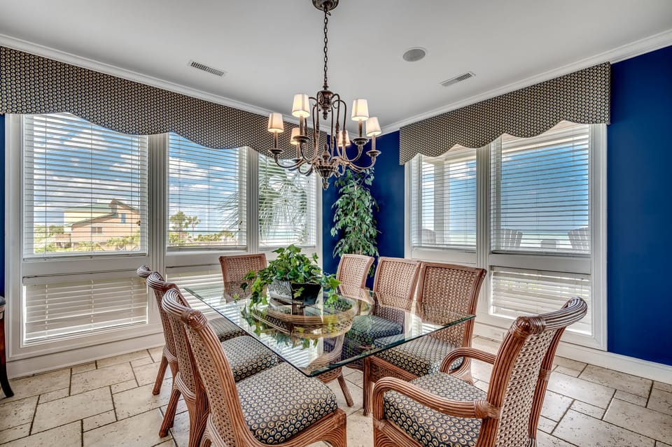 Dining table with seating for eight