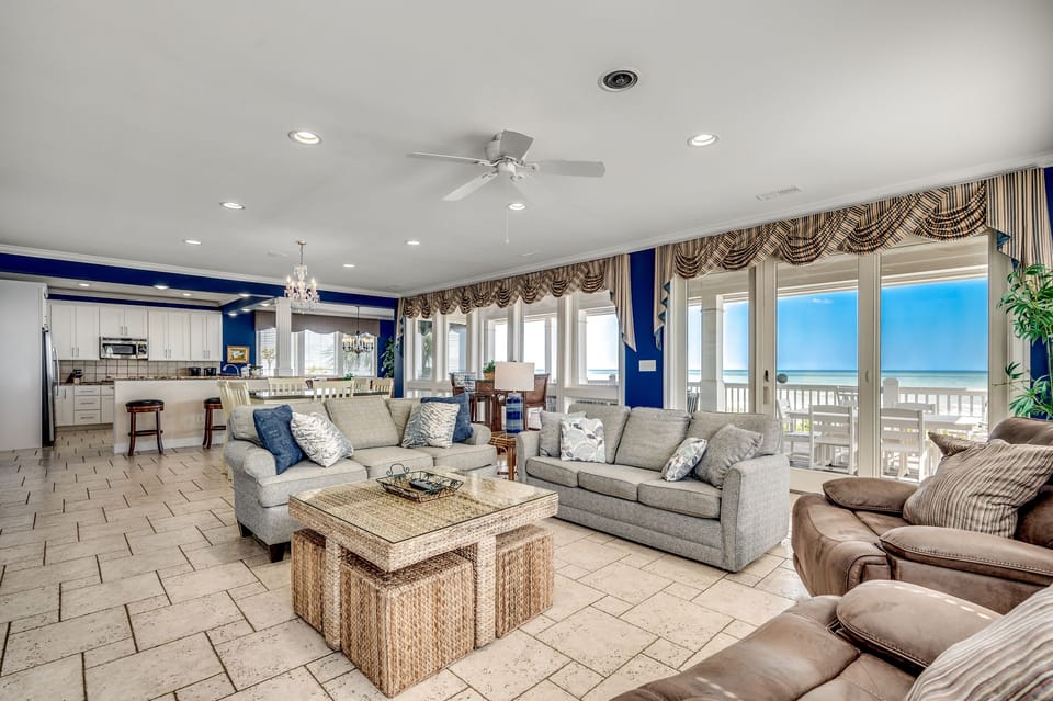 Living room with endless ocean views