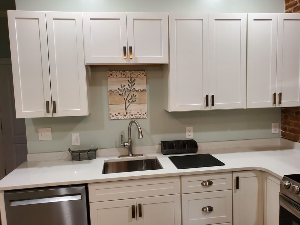 Plenty of cabinet space and kitchen tools