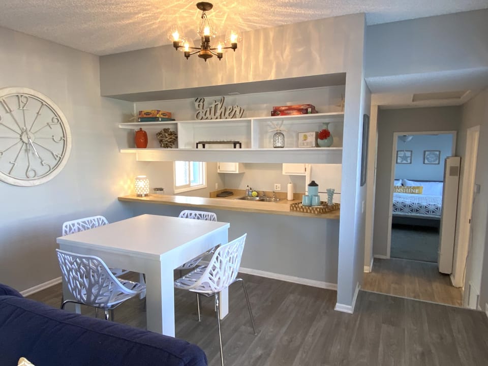 Dining table with a built in extension if more seating space is needed.