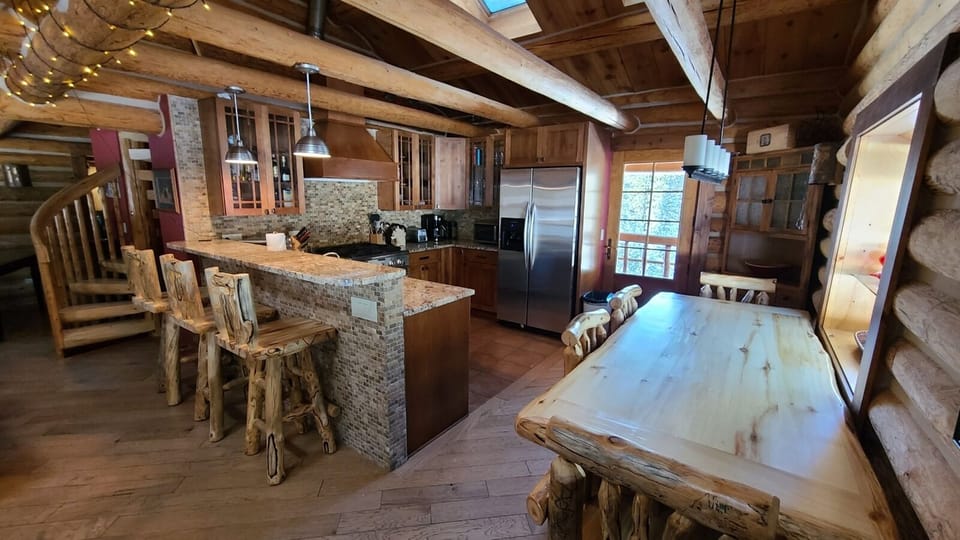 Aspen Log Dining table and chairs-there are 6 chairs for dining not shown here