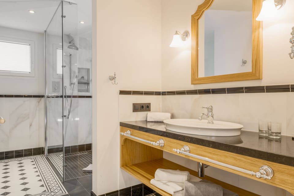 Eco-friendly toiletries, bidet, towels, soap