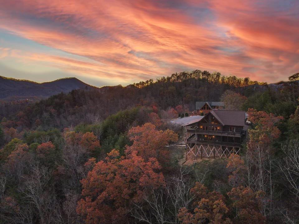 Located at the end of the road, on the top of the mountain.
