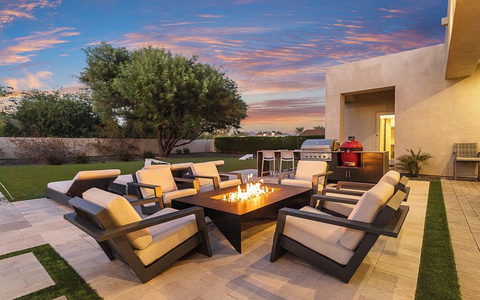 Fire table with ample seating, perfect for lingering conversations and memories
