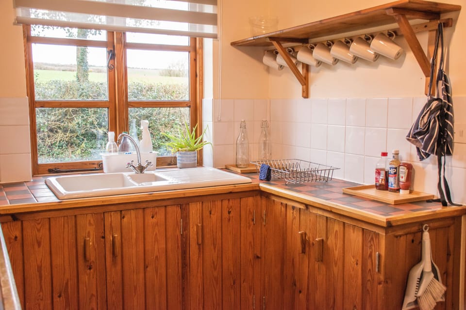 Cabin | Private kitchen | Fridge, microwave, oven, stovetop