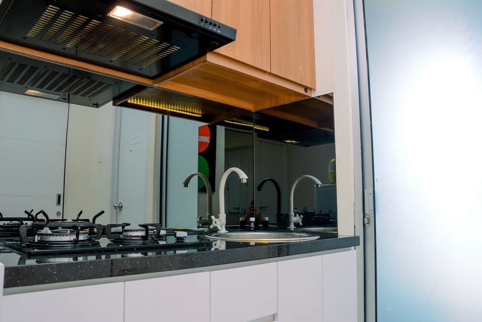 Fridge, stovetop, cookware/dishes/utensils