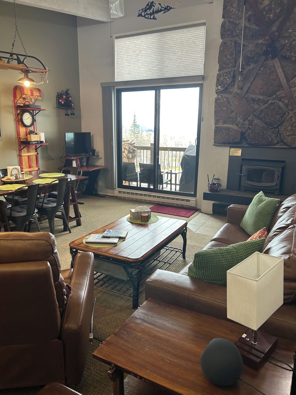 Fireplace and Balcony
